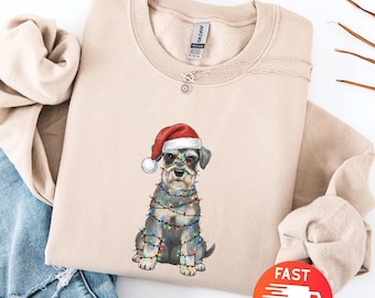 Christmas Schnauzer Crewneck Sweatshirt  Schnauzer Christmas Shirt | Dog Mom Christmas T-shirt | Christmas Dog Lover Hoodie | Dog Owner Gift