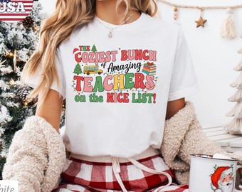 Jolliest Bunch Of Teachers Crewneck Sweatshirt | Teacher Christmas Shirt Gift | Xmas Teacher Hoodie | Funny Christmas Gift | Merry Xmas Tee