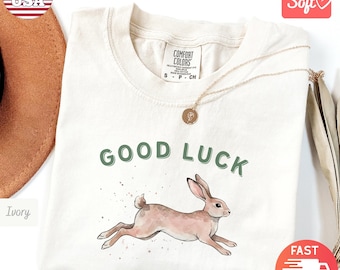 Comfort Colors® Good Luck Shirt | Lucky Rabbit Cozy shirt | Cool women's shirt Gift | Animal Lover Retro Tee | Aesthetic Cool shirts