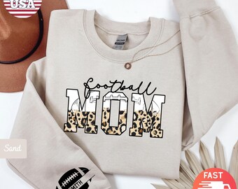 Football Mom Kids Name On Sleeve Sweatshirt | Football Mom Sweatshirt | Football Game Day Hoodie| Football Team Shirt | Mama Football Season