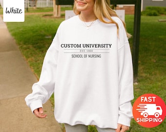Custom University Crewneck Sweatshirt | Custom College Sweatshirt |Personalized College Shirt | Custom Design University Unisex Hoodie Gift