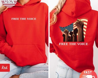 Free The Voice American Patriot Crewneck Sweatshirt | Retro Political Resist Shirts |  Liberal Activist Tee | Democrat Protest Shirt Gift