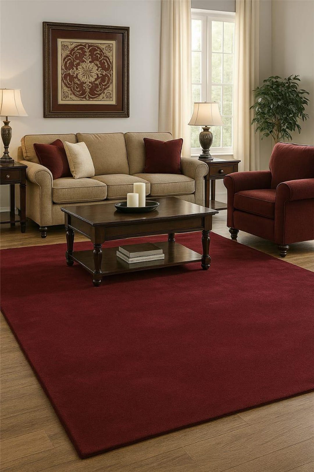 Red Tuft Rug Hand Tufted Wool Rug: Solid Maroon Red, Custom Sizes - Etsy