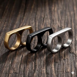 Two-finger Ring, Brass Ring, Unisex Ring, Double Finger Ring, Simple Everyday Adjustable Ring, Gift Jewelry