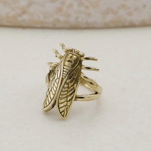 Handcrafted Brass Cicada Ring – Insect Jewelry, Gothic Bug Statement Ring, Nature Inspired Boho Ring, Unique Gift for Bug Lovers