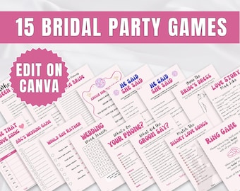 Bearbeitbares Pink Bachelorette Hen Do Spiele Bundle, 15 Brautdusche Spiele, moderne Bachelorette, Hen Party Spiele Vorlage