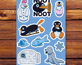 Noot Noot Sticker Sheet | Penguin Character Vinyl Stickers for Journal, Laptop & Water Bottle