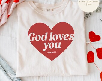 God loves you SVG PNG | Christian Valentine's Day Design (Digital Download)