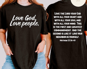 Liebe Gott, liebe Menschen SVG PNG | Matthäus 22: 36-40, Schriftart und Rückseite, Bibel-Vers SVG (Digitaler Download)