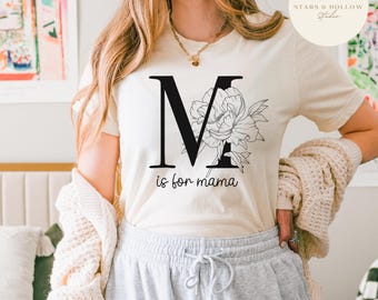 Floral M is for Mama SVG | Minimalist Mom Shirt Design (Digital Download)