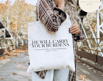 Matthew 11:28-30 Bible Verse SVG PNG | Christian Tote Bag Design (Digital Download)