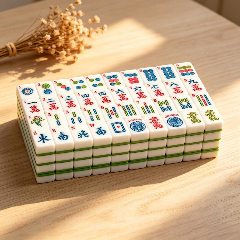 Mini 1.18 Inch American Mahjong Set 166 Tiles Portable Travel Melamine Mahjong Game With Jokers For Family Party image 4