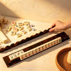 1 st Mahjongställ och påskjutare, amerikansk Mahjong-brickhållare med påskjutare, personliga Mahjong-speltillbehör