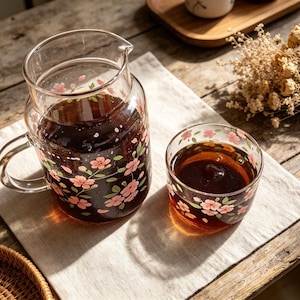Sakura Glastekanna: Mors dag-present till mamma, Blommigt glas