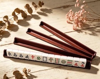 Set of 4 Wooden Mahjong Rack | Standard & Mini Mahjong Tile Holder, Game Accessory