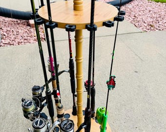 Wooden Fishing Rod Holder, 16 Pole Vertical Storage Rack
