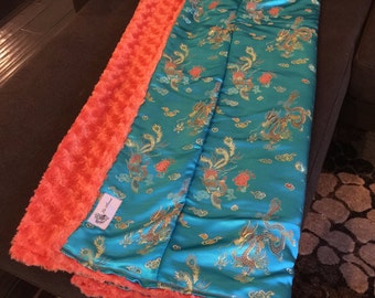 Extra Large Dragon & Phoenix Satin Brocade Blanket  "Edible Elton"