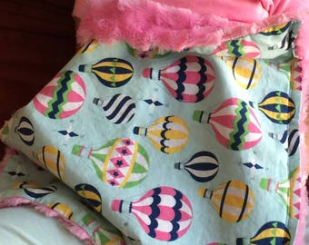 Colorful & Whimsical Hot Air Balloons Mini Baby Blanket: "Bonnie's Bon Voyage" Yummy