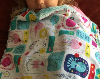 Eclectic Mermaid & Sea Creature Aqua Mini Baby Blanket: "Officer Mermaid" Yummy