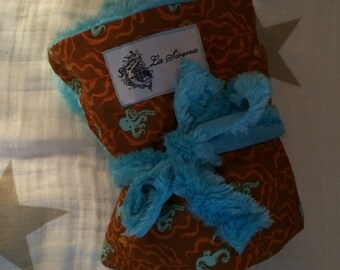 Turquoise Octopi & Seahorse Baby Blanket: "Splash" Baby Blankie