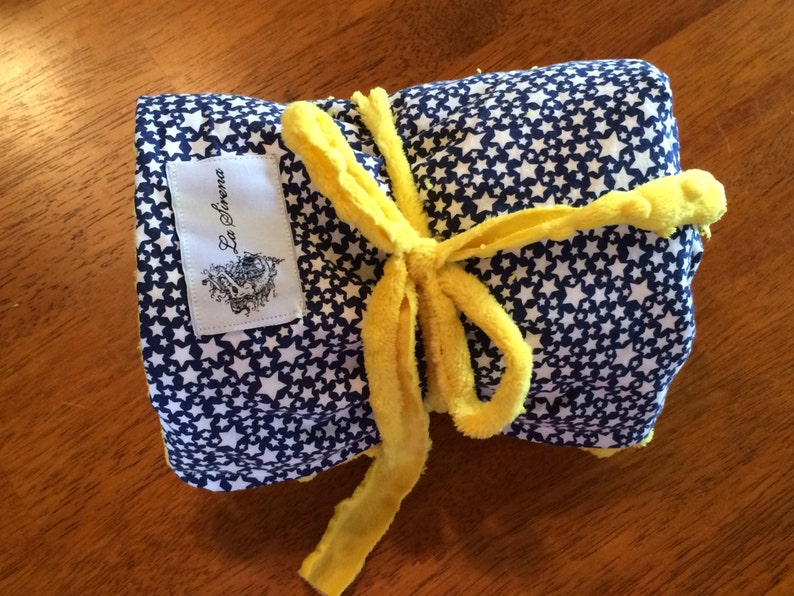 Navy & White Stars With Yellow Minky Baby Blanket august Finn Etsy