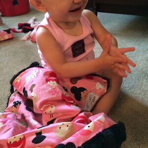 Robert Kauffman&#39;s Pink Ballerina & Black Minky Baby Blanket: &quot;Dulce de Chloe&quot; Baby Blankie