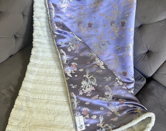 Lavender Dragon Brocade Throw Blanket: "Super Lily" Jr. Big Bad Blankie