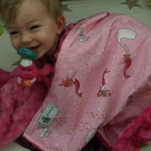 Pink Mermaid & Hot Pink Minky Baby Blanket: &quot;Olive&quot;