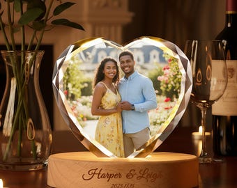 Personalized 3D Crystal Photo Portrait LED,3D Photo Crystal,Engraved Crystal Photo With Light,Christmas Gift for her/him,Anniversary Gift