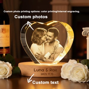 Personligt 3D-kristallfotoporträtt med LED, 3D-kristallfoto, graverat kristallfoto med ljus, julklapp till henne/honom, årsdagspresent bild 5