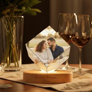 Personligt 3D-kristallfotoporträtt med LED, 3D-kristallfoto, graverat kristallfoto med ljus, julklapp till henne/honom, årsdagspresent bild 7