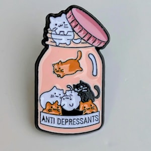Enamel Cat Pin Badge, Kawaii, Positive Mental Health, Whimsical Accessory, Good Vibes