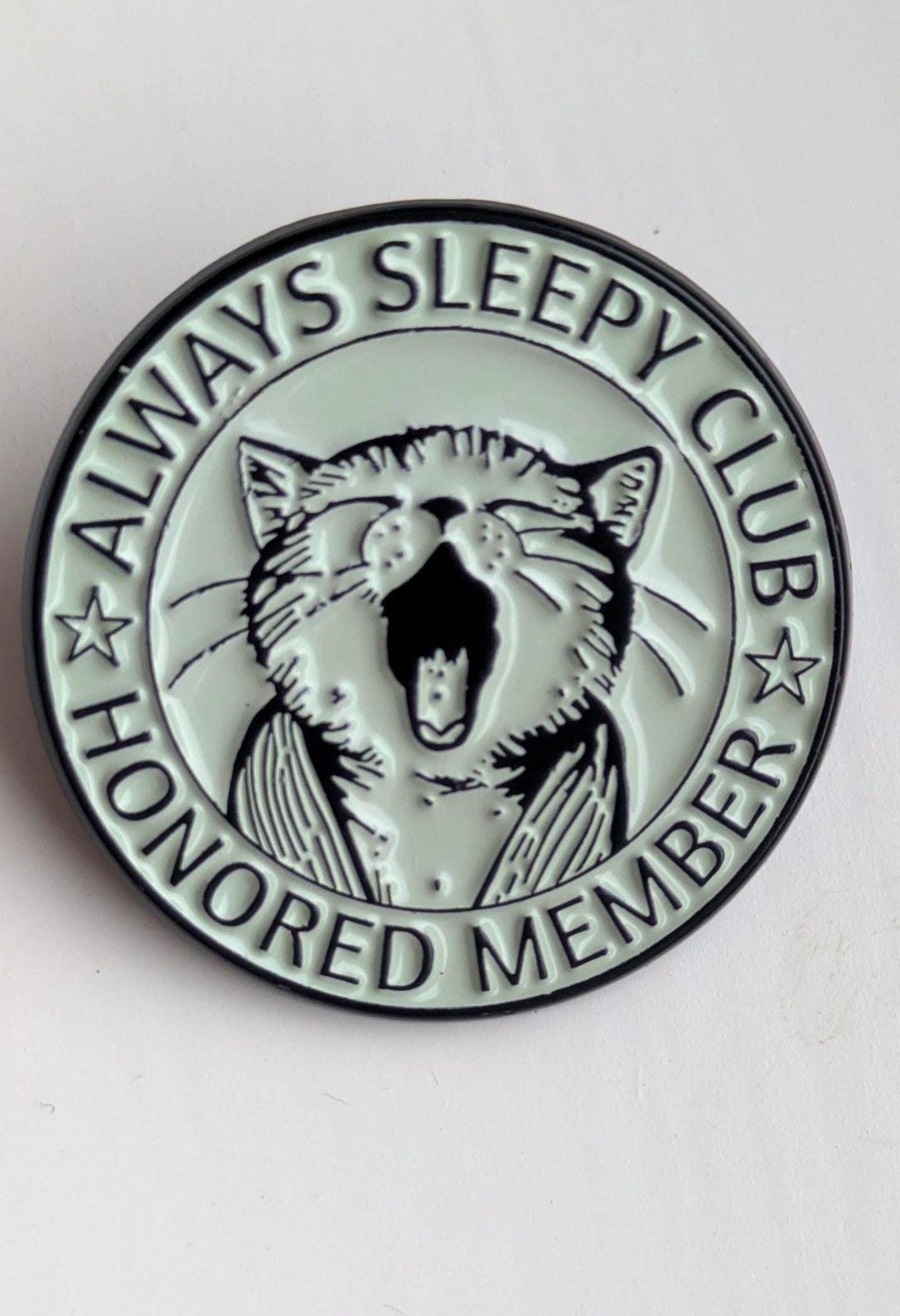 Sleepy Club Enamel Pin Badge, Kawaii Cat Lover Gift, Whimsical Feline ...