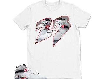 Number 23 Jordan 8 Bugs Matching Sneaker Tee Shirt Black, Jordan 8 White True Red Sneaker Match T shirt