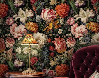 Barock Blumen Wandbild zum Abziehen und Aufkleben