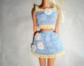 Crocheted Custom Order Denim and daisies Fashion Doll Barbie Outfit