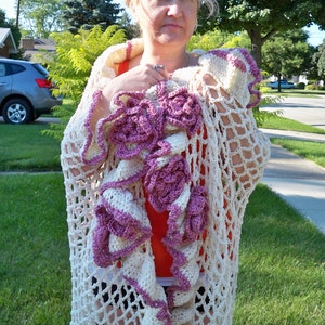 PDF Pattern for Crocheted Cottage Rose Shawl