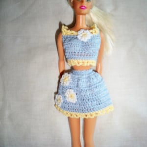 Pdf crochet Pattern for Denim and Daisies Fashion Doll Outfit