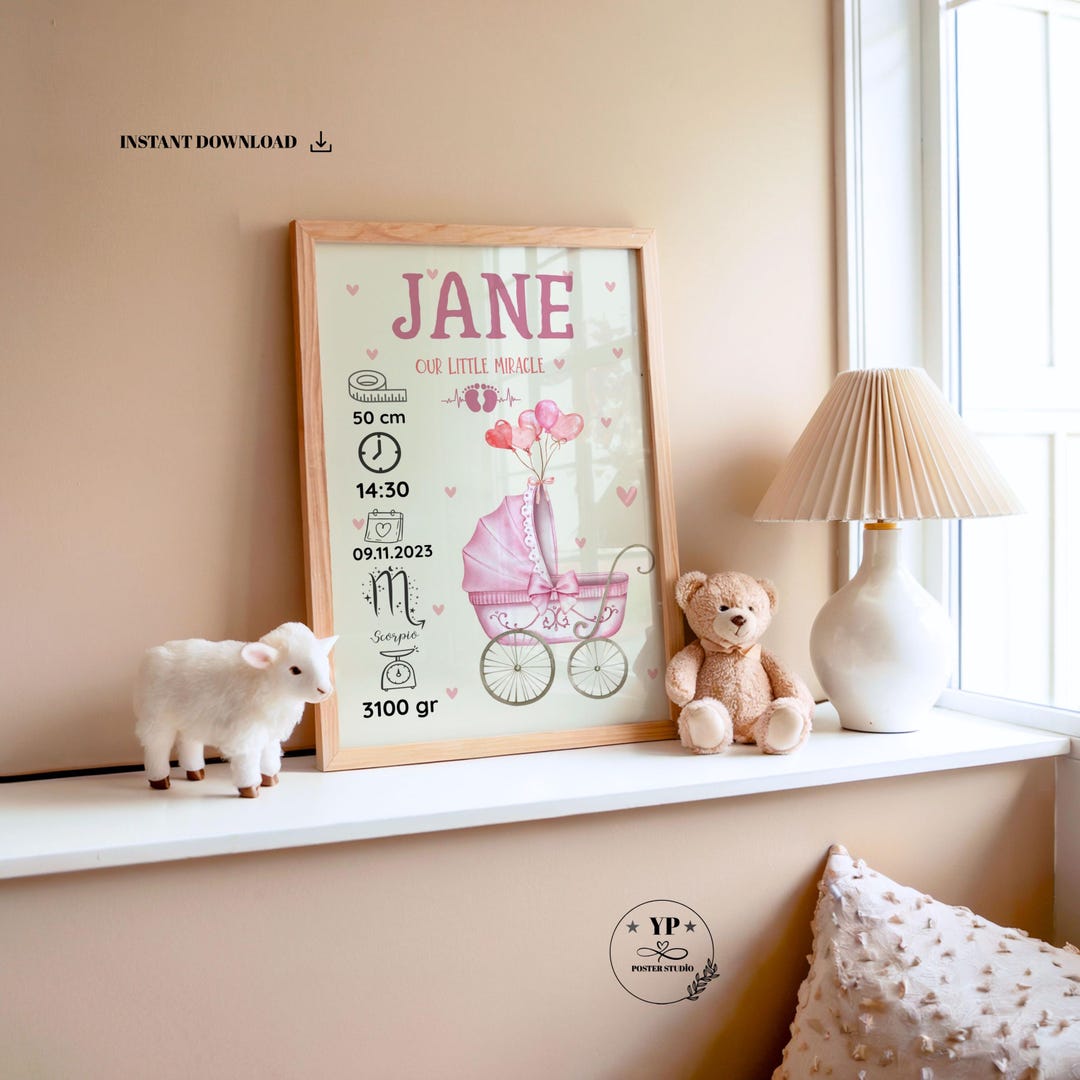 Baby Birth Stats Poster • Personalized Newborn Print - Etsy