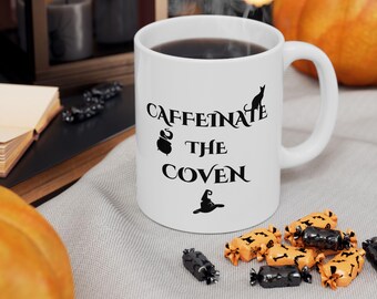 Tazza Caffeinate the Coven: tazza da caffè stregata, regalo di Halloween