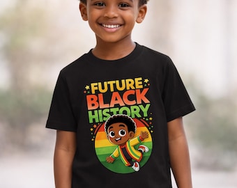 Chemise garçon Future Black History, t-shirt graphique pour enfants afro-américains, coton pour jeunes