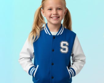 Custom Kids Varsity Jacket, Personalized Letterman with Name & Number