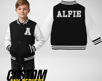 Custom Kids Varsity Jacket, Personalized Letterman with Name & Number