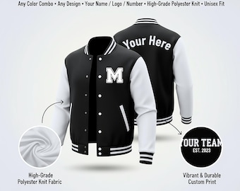 Personalized Varsity Jacket, Custom Letterman, Polyester Knit