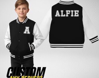 Custom Kids Varsity Jacket – Personalized Name & Number Letterman Jacket
