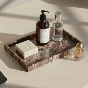 Handmade Rosso Levanto Marble Vanity Tray | Italian Red Stone