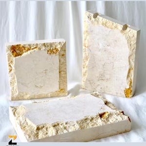 Bandeja exhibidora de joyas de travertino beige – Organizador de piedra pulida, Pakistán