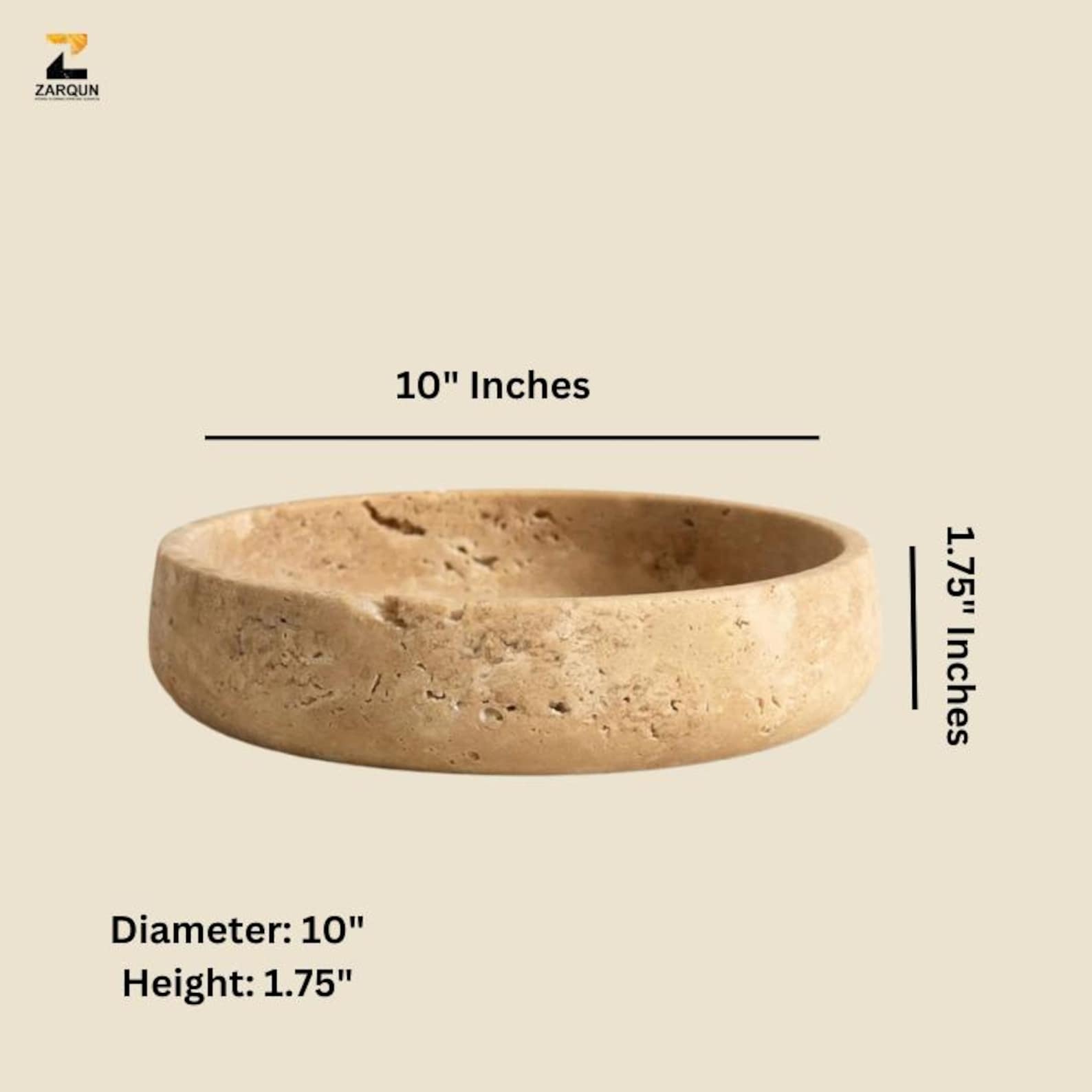 Natural Travertine Bowl | Stone Decorative Fruit Bowl | Table Centerpiece