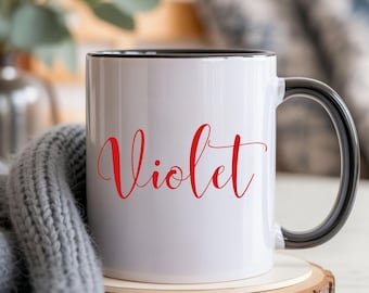 Personalized Name or Text Mug, Custom Name Accent Coffee Cup
