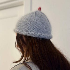 Gorro Docker de punto de angora, gorro de invierno suave y esponjoso, gorro moderno que no pica.